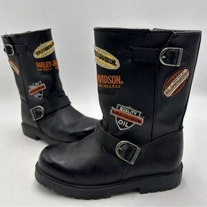 Harley Davidson Motorcycles Kid's Black Leather Boots Size 3